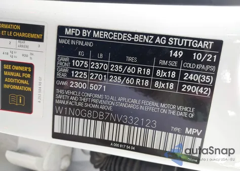 2022 Mercedes-Benz Glc 300 Suv z USA, uszkodzony, nr VIN W1N0G8DB7NV332123